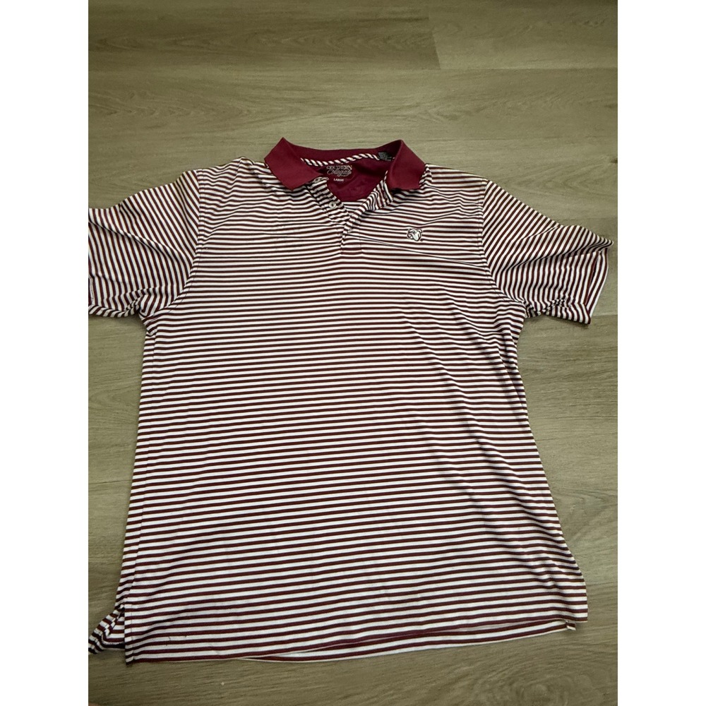 Southern Collegiate Apparel Mens Maroon White Striped Bulldog Polo Shirt Large